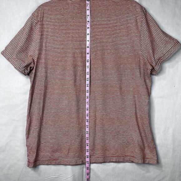 Banana Republic Cotton Linen SS Polo Men Sz L Burnt Orange Stripped Summer - Picture 6 of 11